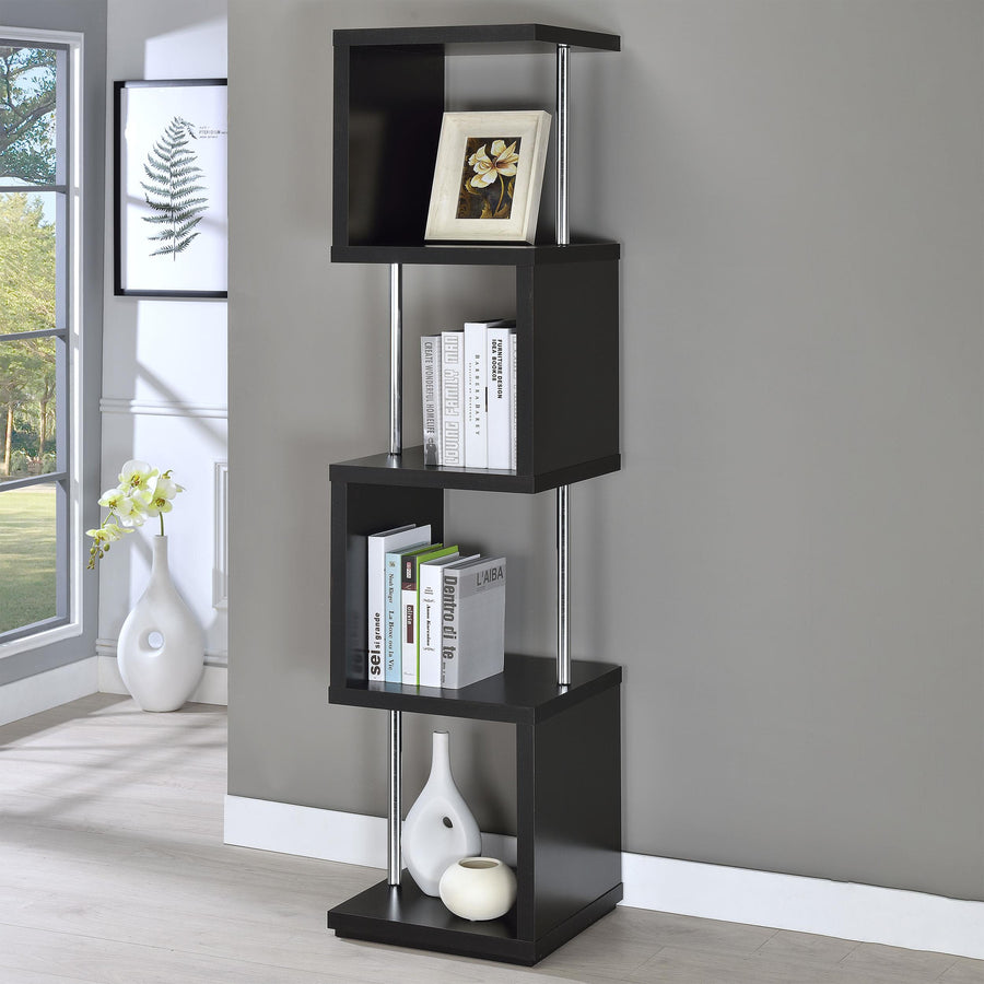 Coaster Furniture 801419 Baxter 67-inch 4-shelf Bookshelf Black and Chrome