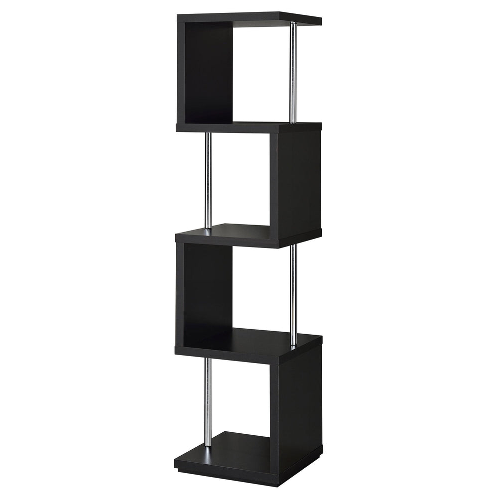 Coaster Furniture 801419 Baxter 67-inch 4-shelf Bookshelf Black and Chrome