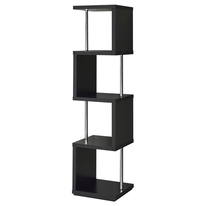 Coaster Furniture 801419 Baxter 67-inch 4-shelf Bookshelf Black and Chrome