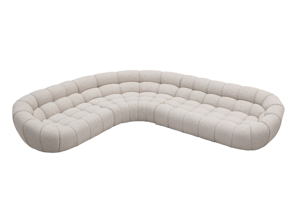 Yolonda - Modern Beige Curved Sectional Sofa - View 2