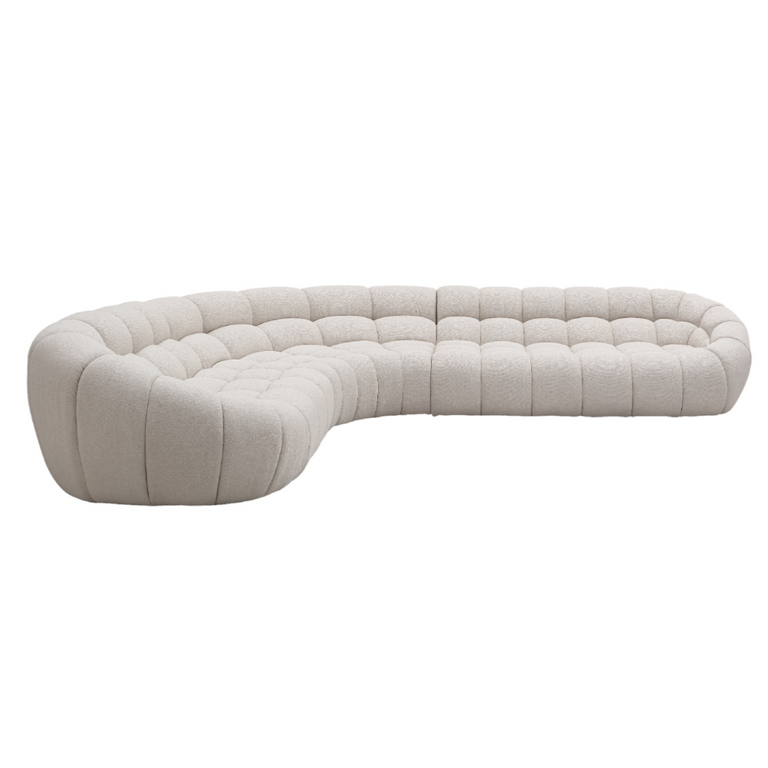 Yolonda - Modern Beige Curved Sectional Sofa