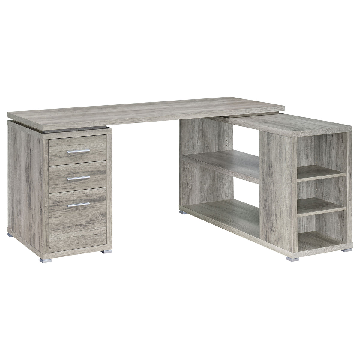 Yvette - 3-Drawer L-Shape Computer Desk - Gray Driftwood