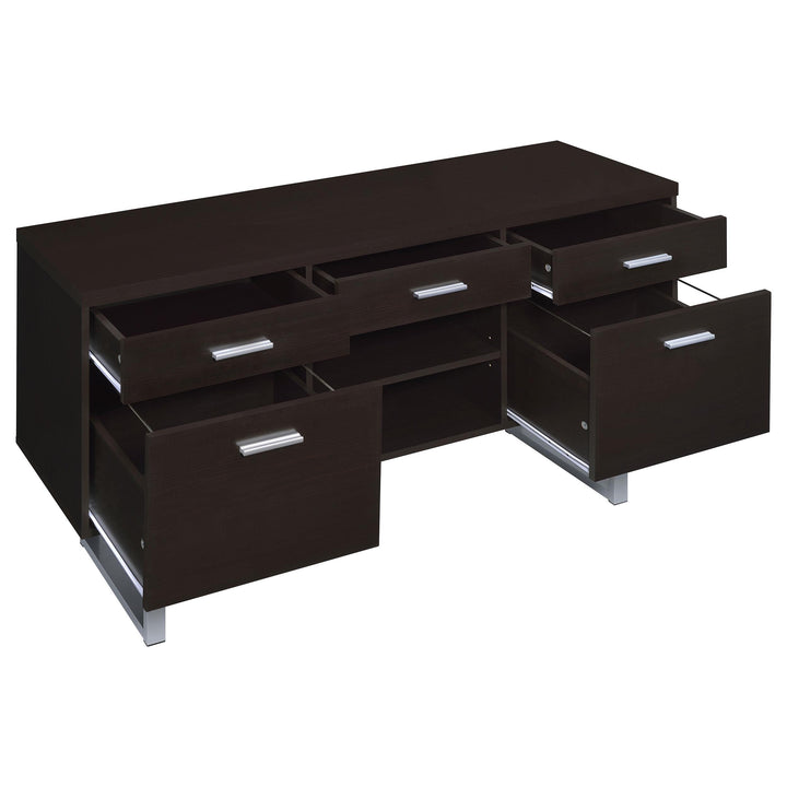 Coaster Furniture 801522 Lawtey 5-drawer Home Office Storage Credenza Cappuccino