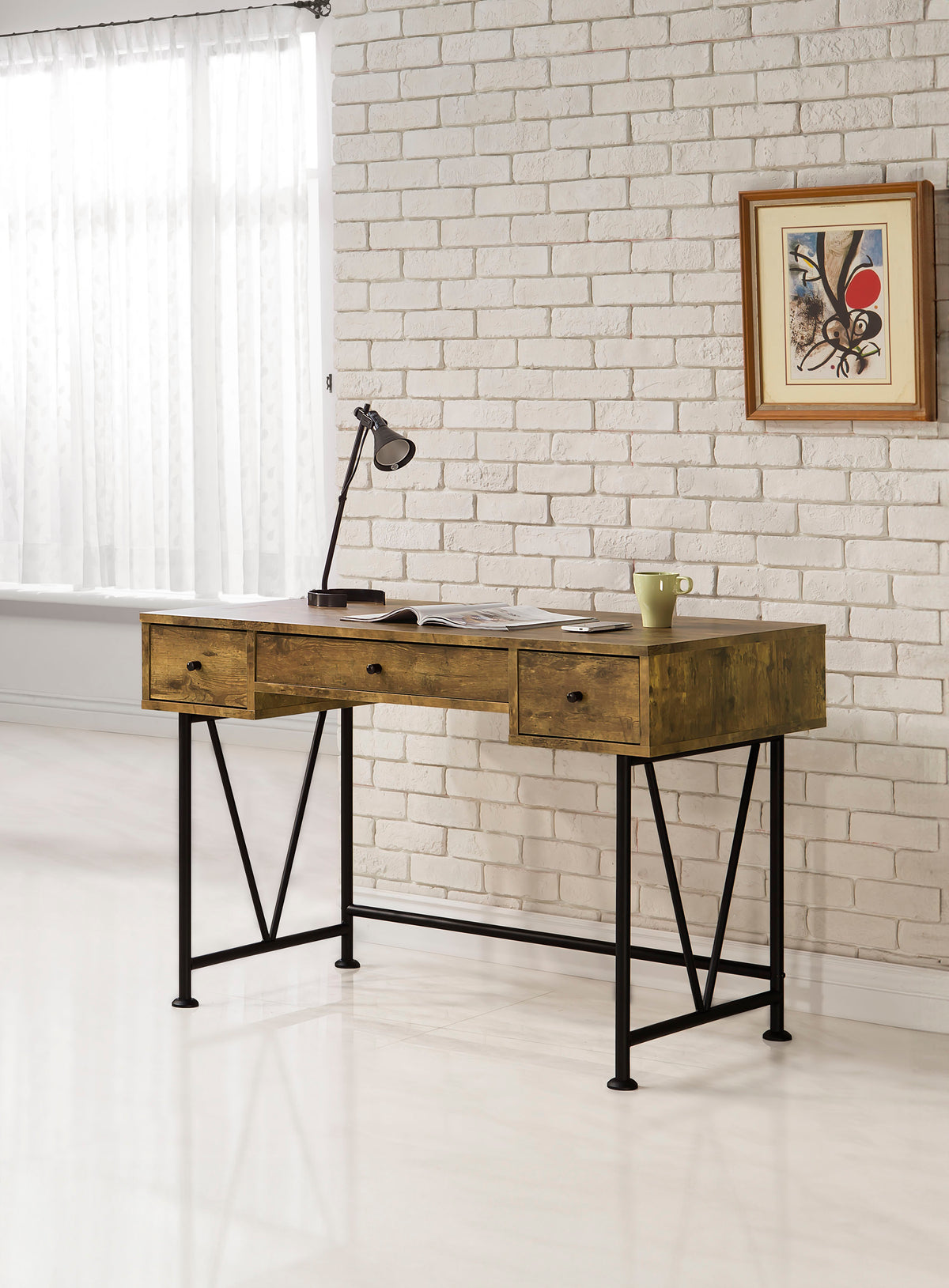 Analiese - 3-Drawer Writing Desk - Rustic Nutmeg