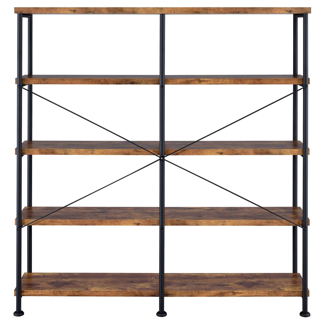 Coaster Furniture 801543 Analiese 63-inch 4-shelf Double Bookshelf Rustic Nutmeg