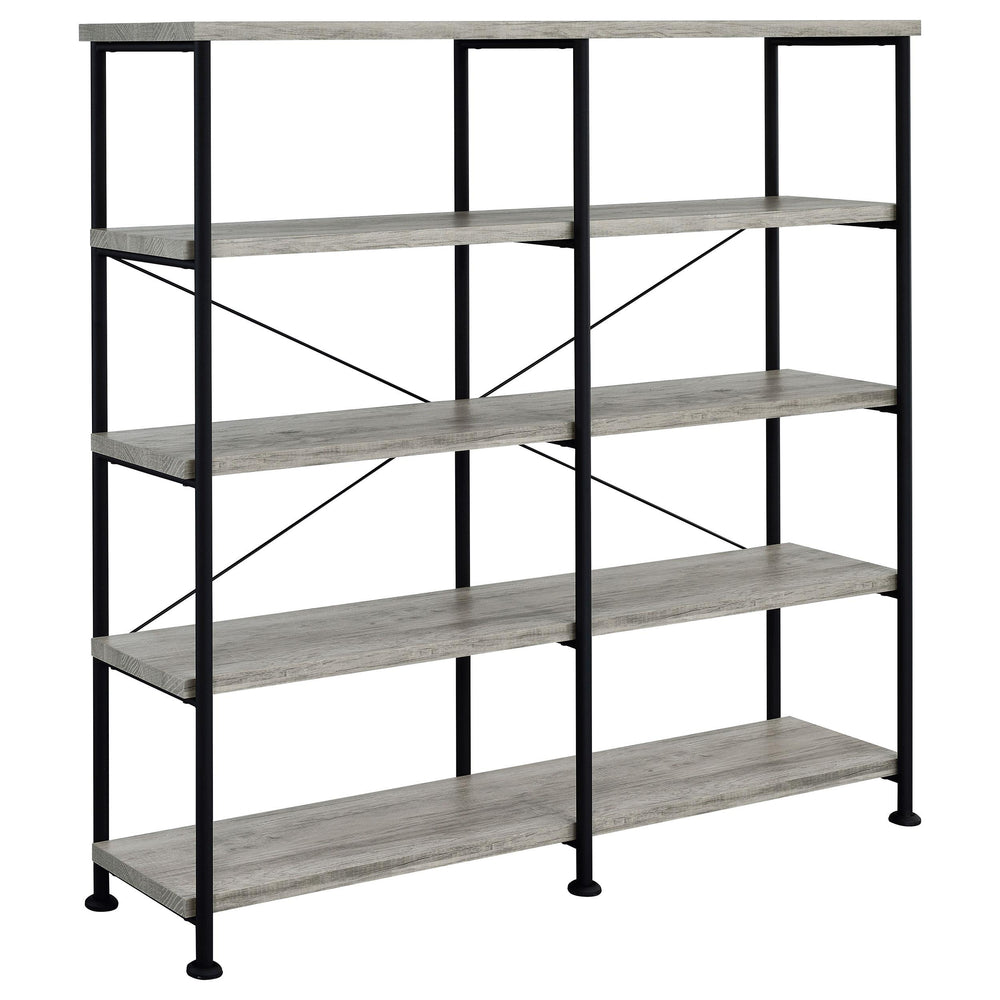 Coaster Furniture 801544 Analiese 63-inch 4-shelf Double Bookshelf Grey Driftwood