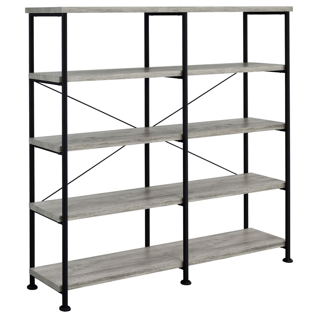 Coaster Furniture 801544 Analiese 63-inch 4-shelf Double Bookshelf Grey Driftwood