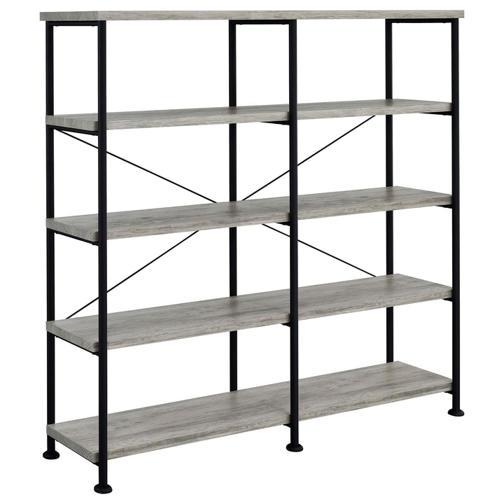 Coaster Furniture 801544 Analiese 63-inch 4-shelf Double Bookshelf Grey Driftwood