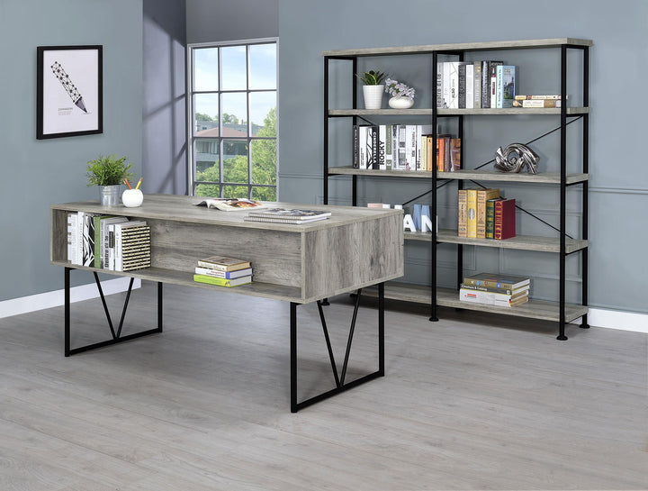 Coaster Furniture 801544 Analiese 63-inch 4-shelf Double Bookshelf Grey Driftwood