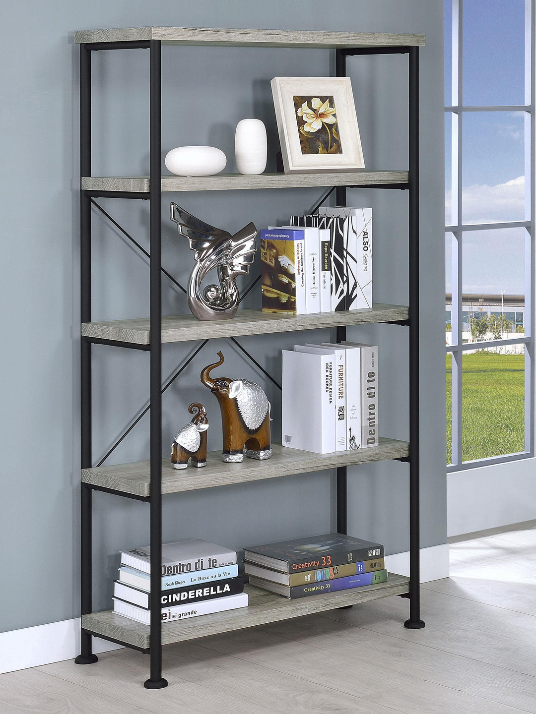 Coaster Furniture 801546 Analiese 63-inch 4-shelf Bookshelf Grey Driftwood