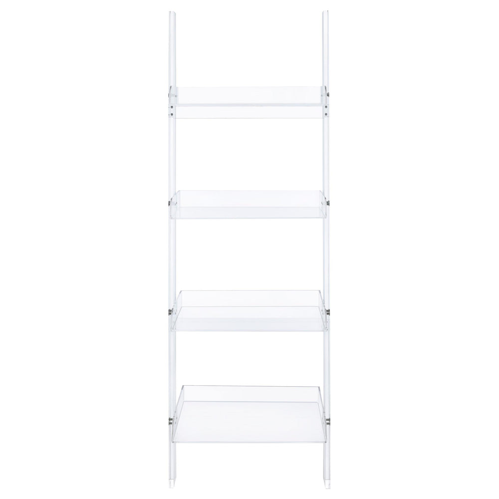 Coaster Furniture 801553 Amaturo 72-inch 4-shelf Acrylic Ladder Bookshelf Clear