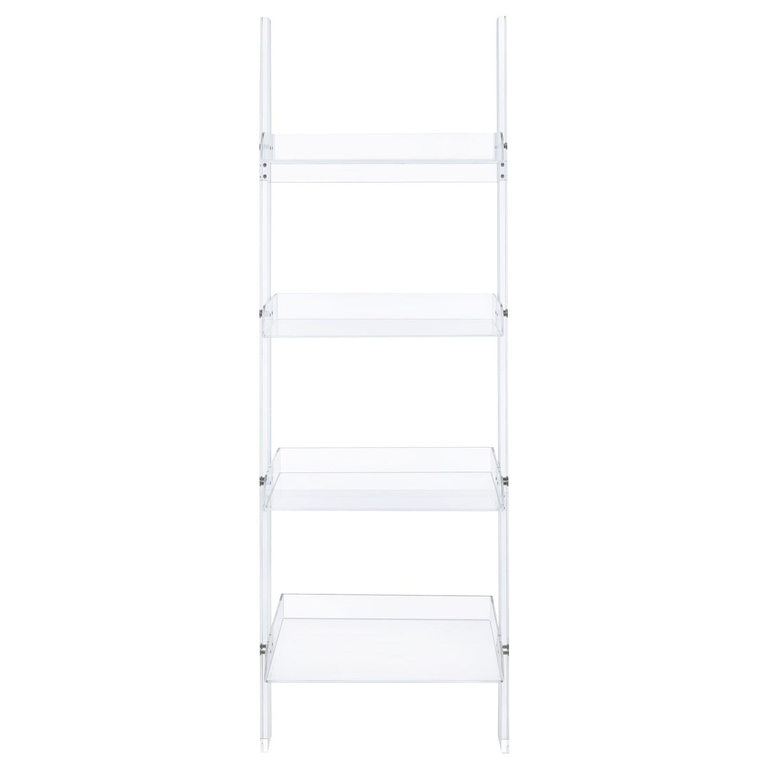 Coaster Furniture 801553 Amaturo 72-inch 4-shelf Acrylic Ladder Bookshelf Clear