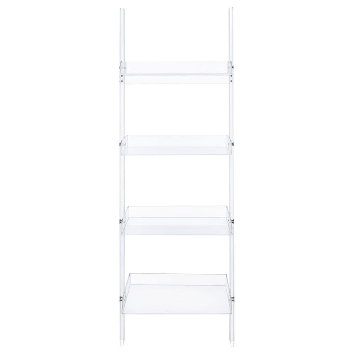 Coaster Furniture 801553 Amaturo 72-inch 4-shelf Acrylic Ladder Bookshelf Clear