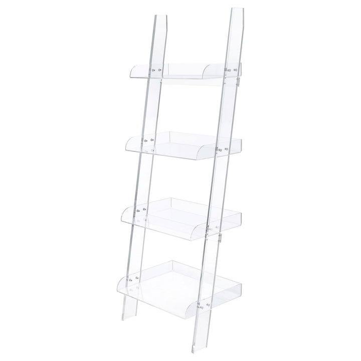 Coaster Furniture 801553 Amaturo 72-inch 4-shelf Acrylic Ladder Bookshelf Clear