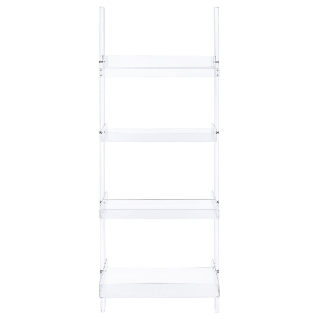 Coaster Furniture 801553 Amaturo 72-inch 4-shelf Acrylic Ladder Bookshelf Clear