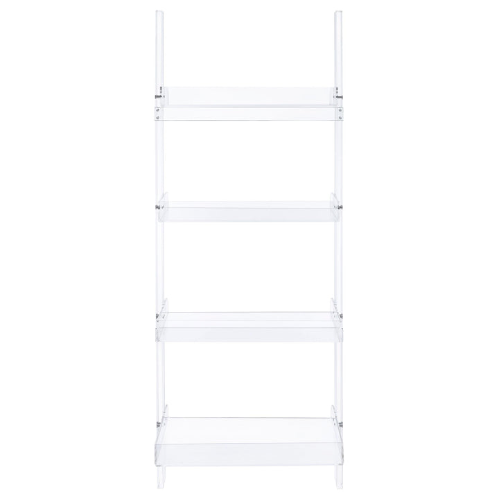 Coaster Furniture 801553 Amaturo 72-inch 4-shelf Acrylic Ladder Bookshelf Clear