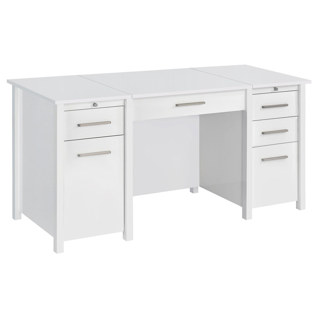 Coaster Furniture 801573 Dylan 60-inch 4-drawer Lift Top Office Desk White High Gloss
