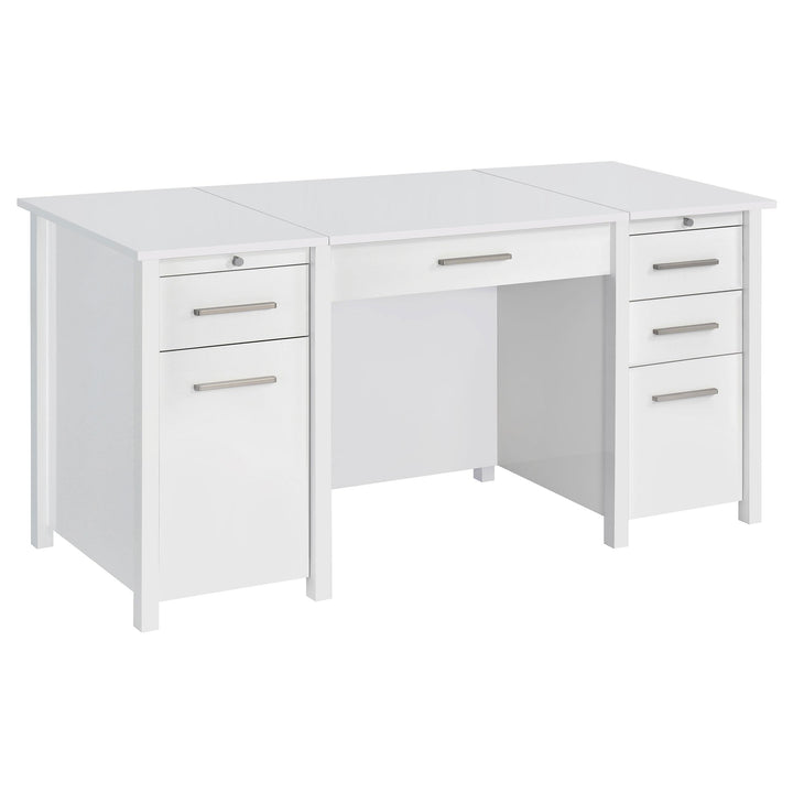 Coaster Furniture 801573 Dylan 60-inch 4-drawer Lift Top Office Desk White High Gloss