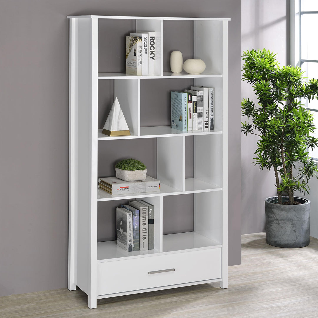 Coaster Furniture 801574 Dylan 68-inch 4-shelf Storage Bookshelf White High Gloss