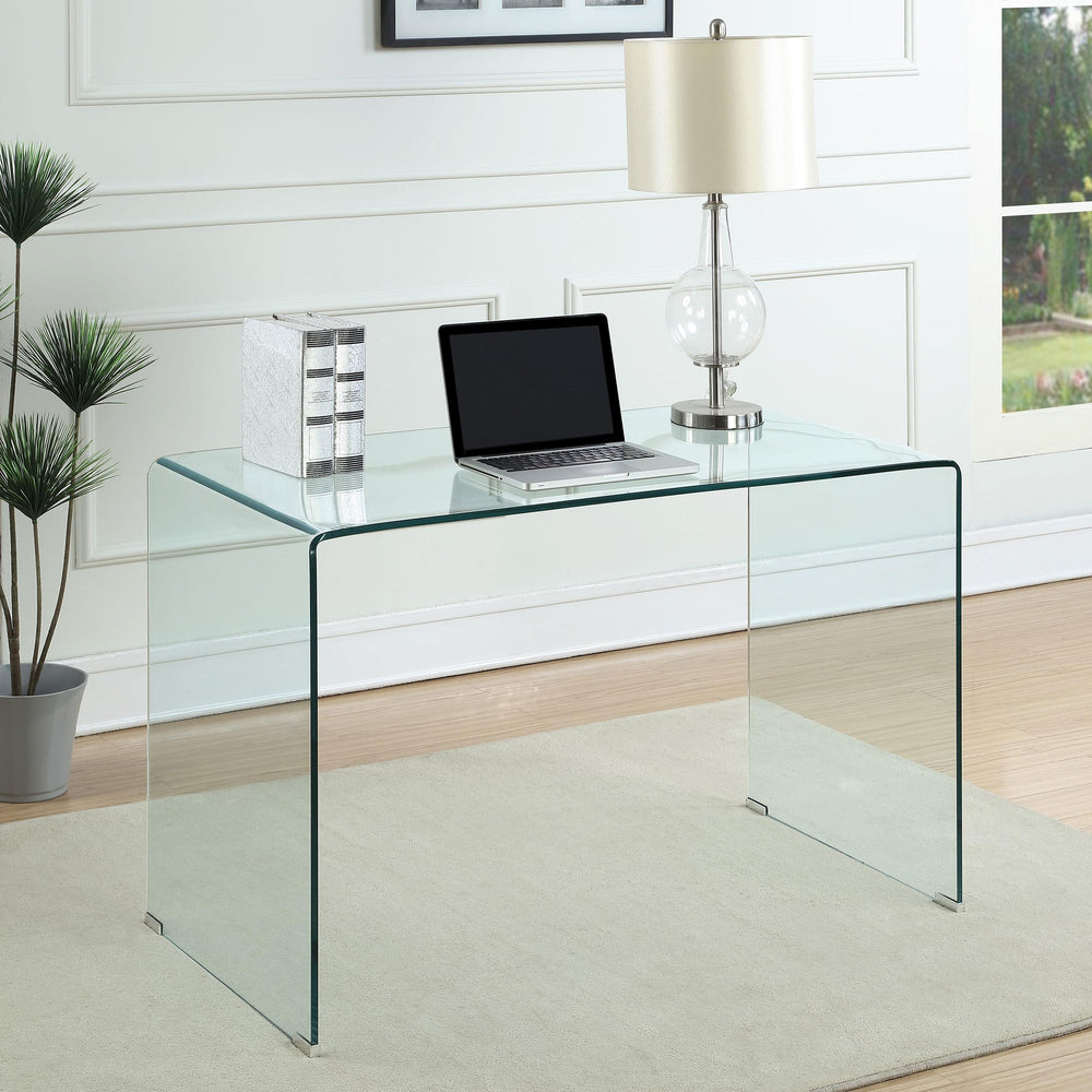 Coaster Furniture 801581 Ripley 47-inch Tempered Bent Glass Writing Desk Clear