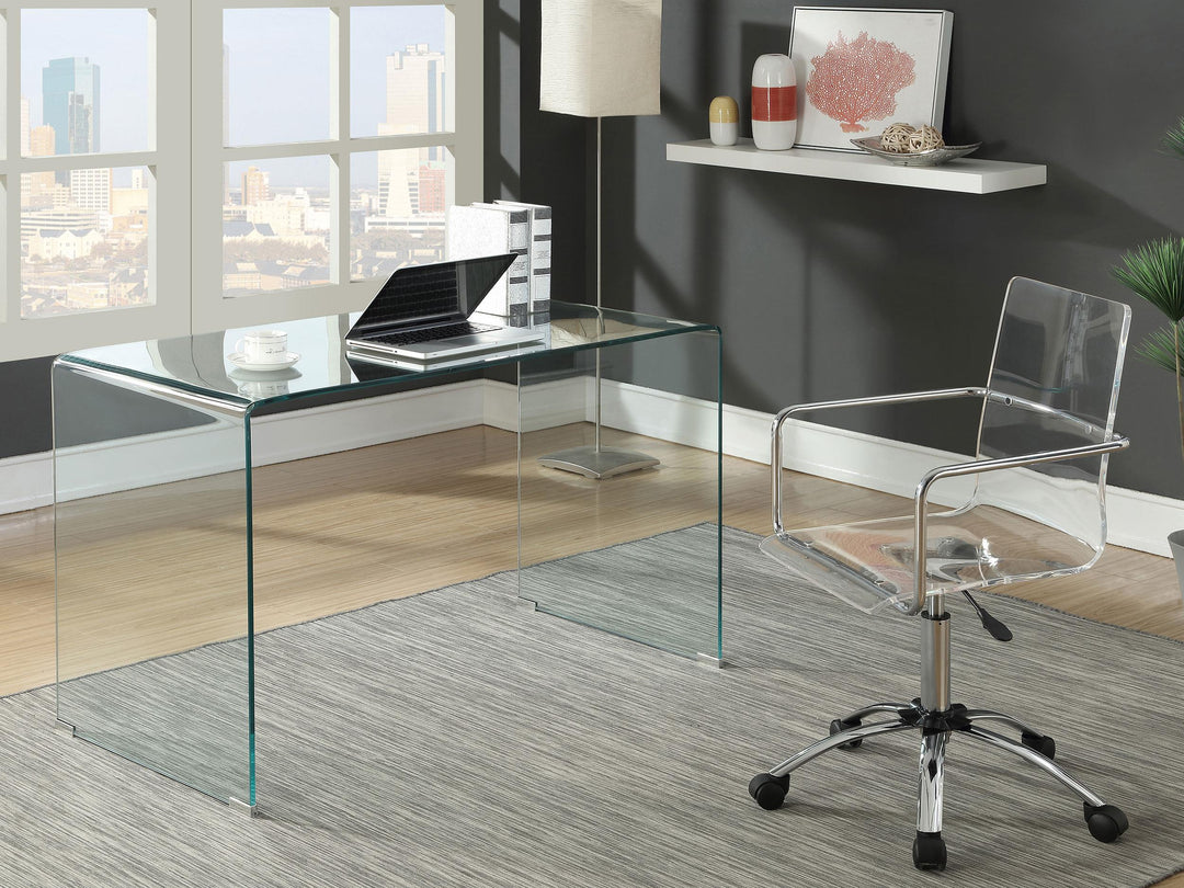 Coaster Furniture 801581 Ripley 47-inch Tempered Bent Glass Writing Desk Clear