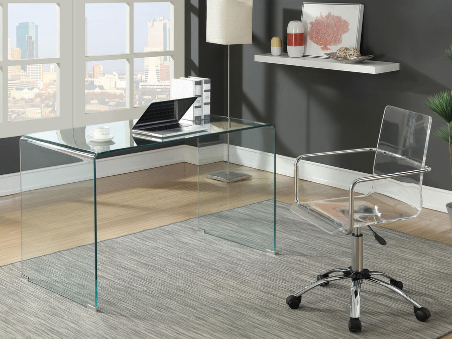 Coaster Furniture 801581 Ripley 47-inch Tempered Bent Glass Writing Desk Clear