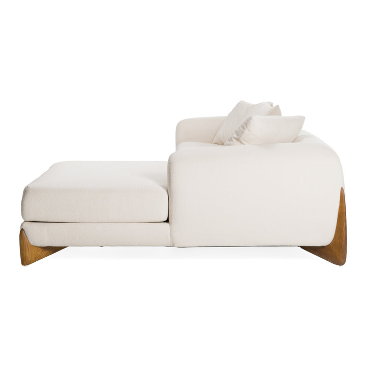 Fleury - Contemporary Cream Fabric and Walnut RAF Sectional Sofa