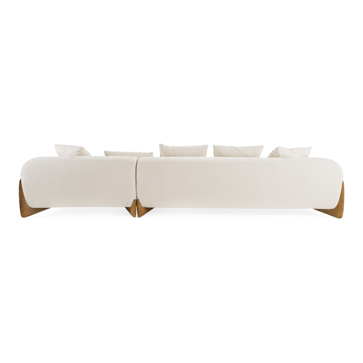 Fleury - Contemporary Cream Fabric and Walnut RAF Sectional Sofa
