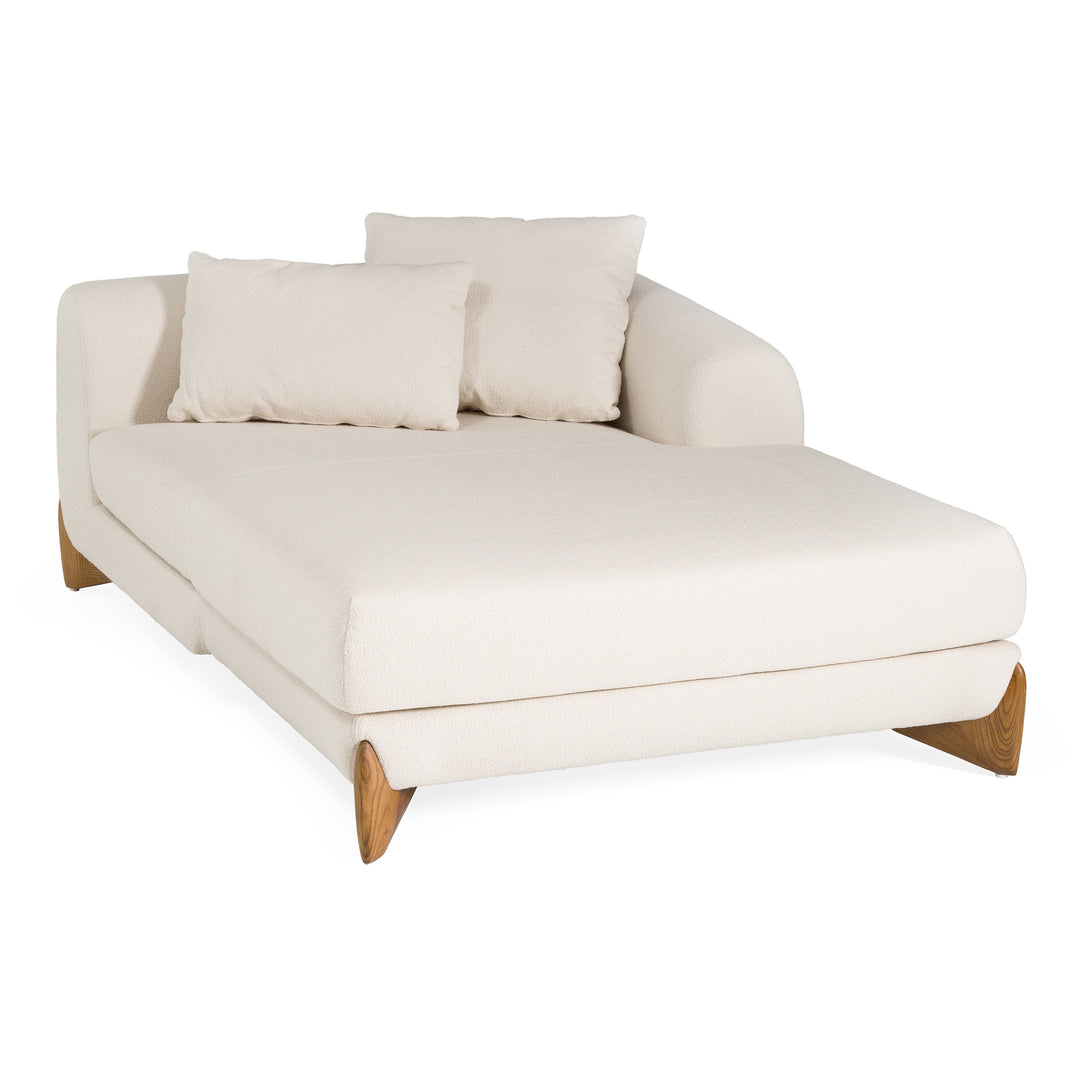 Fleury - Contemporary Cream Fabric and Walnut RAF Sectional Sofa