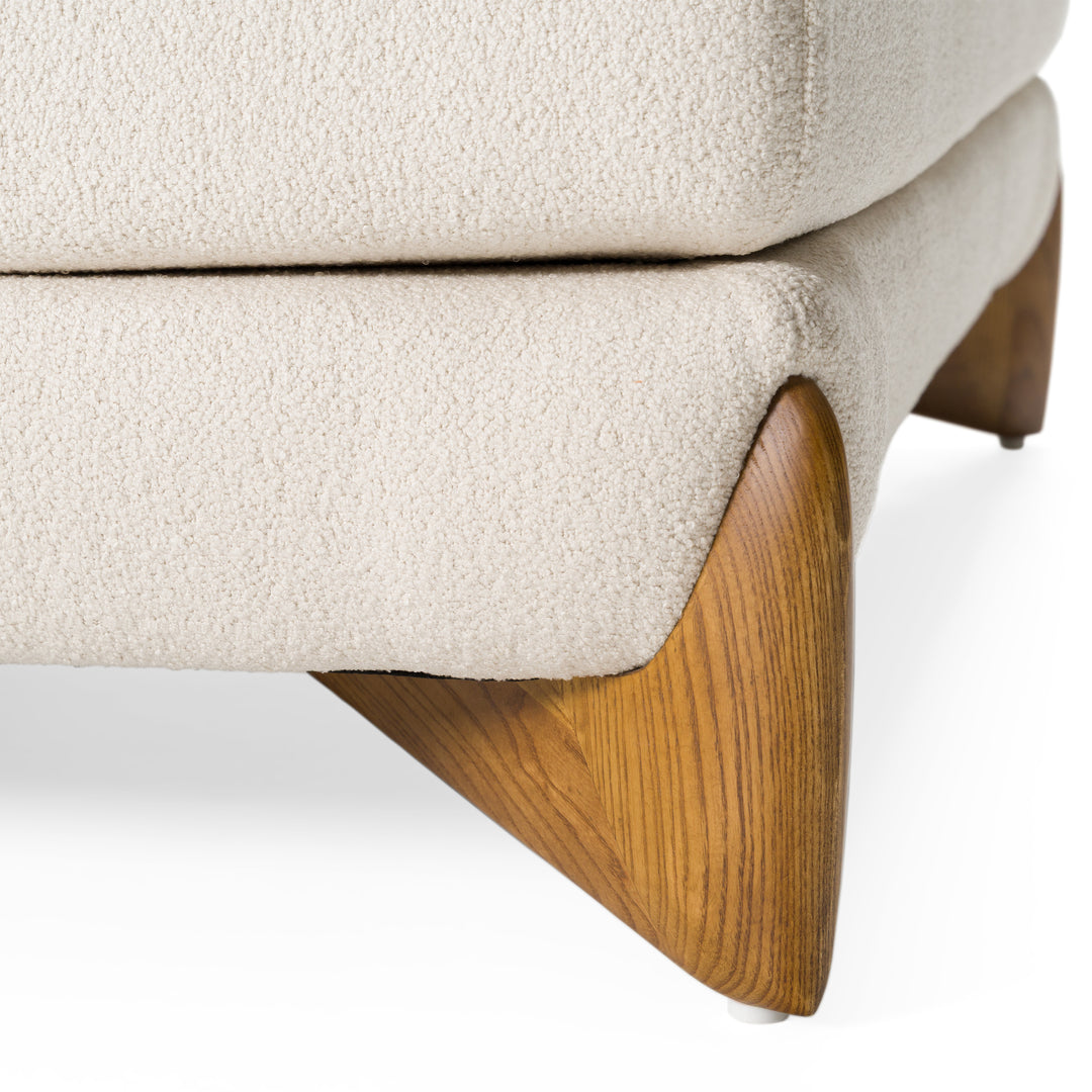 Fleury - Contemporary Cream Fabric and Walnut RAF Sectional Sofa