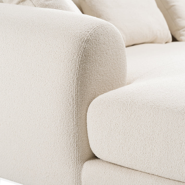 Fleury - Contemporary Cream Fabric and Walnut RAF Sectional Sofa