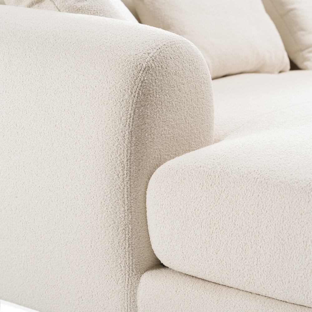 Fleury - Contemporary Cream Fabric and Walnut RAF Sectional Sofa - View 8