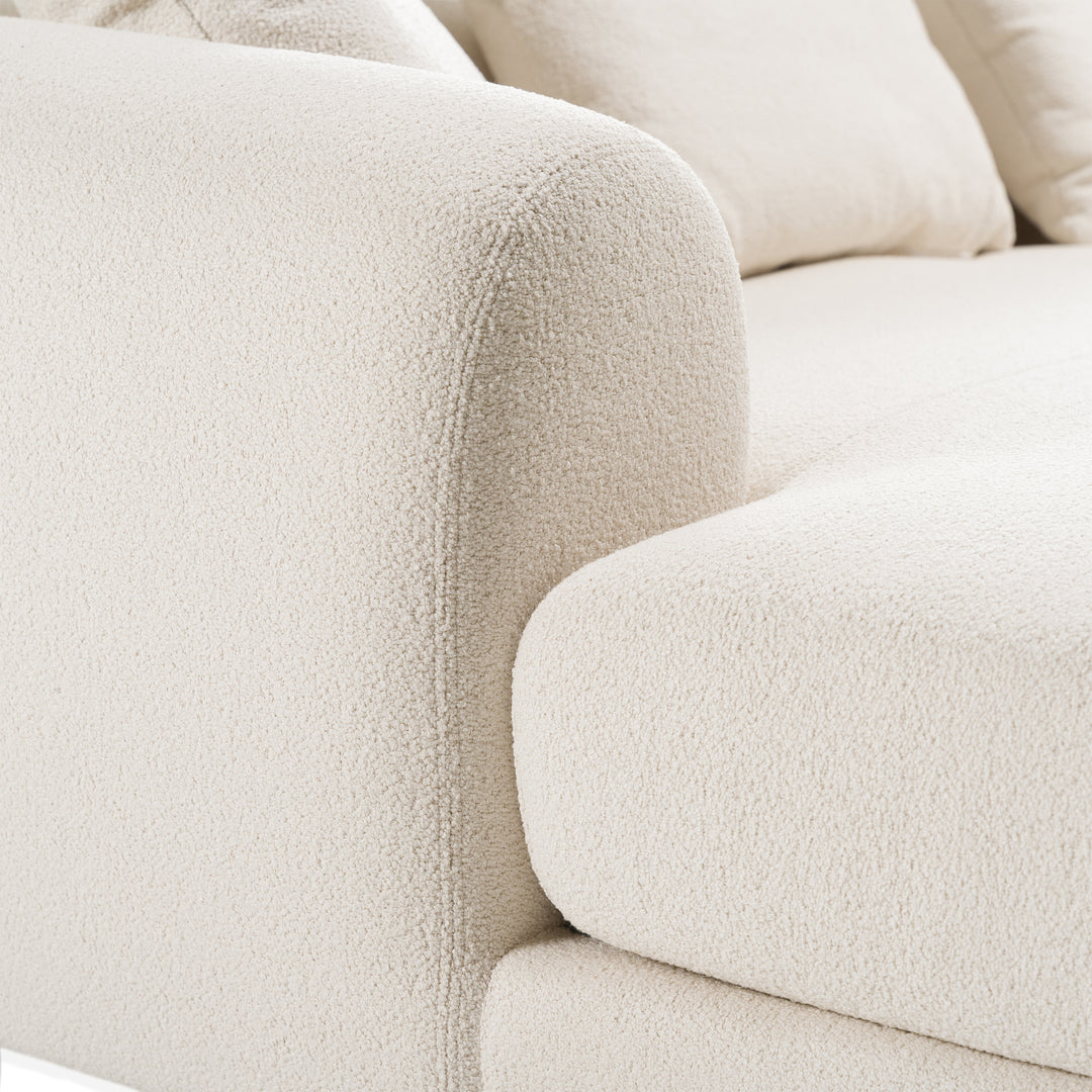 Fleury - Contemporary Cream Fabric and Walnut RAF Sectional Sofa