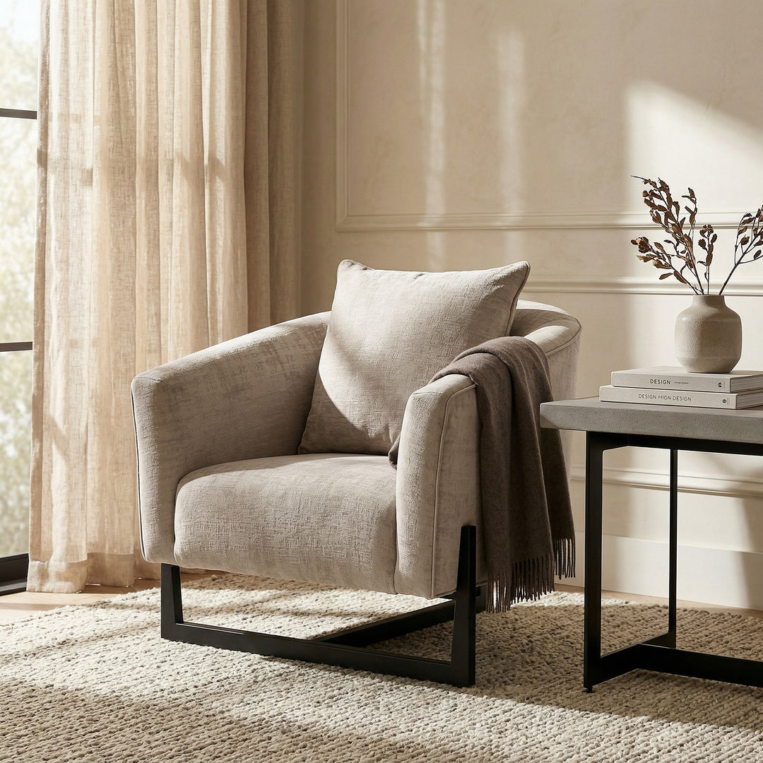 Forbis - Contemporary Grey Fabric Accent Chair