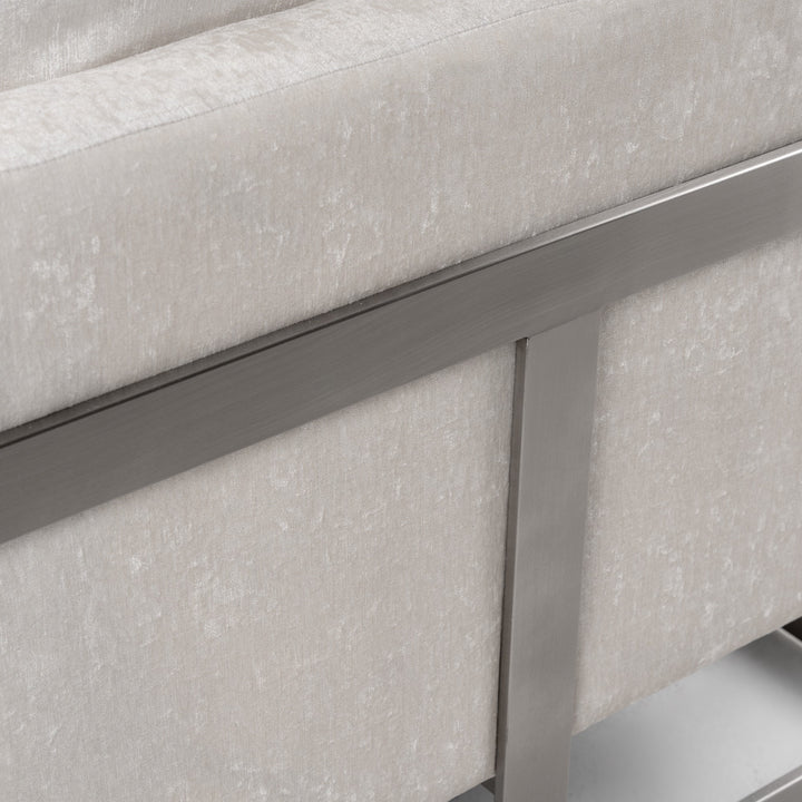 Prince - Contemporary Off White Fabric + Silver Accent Chair