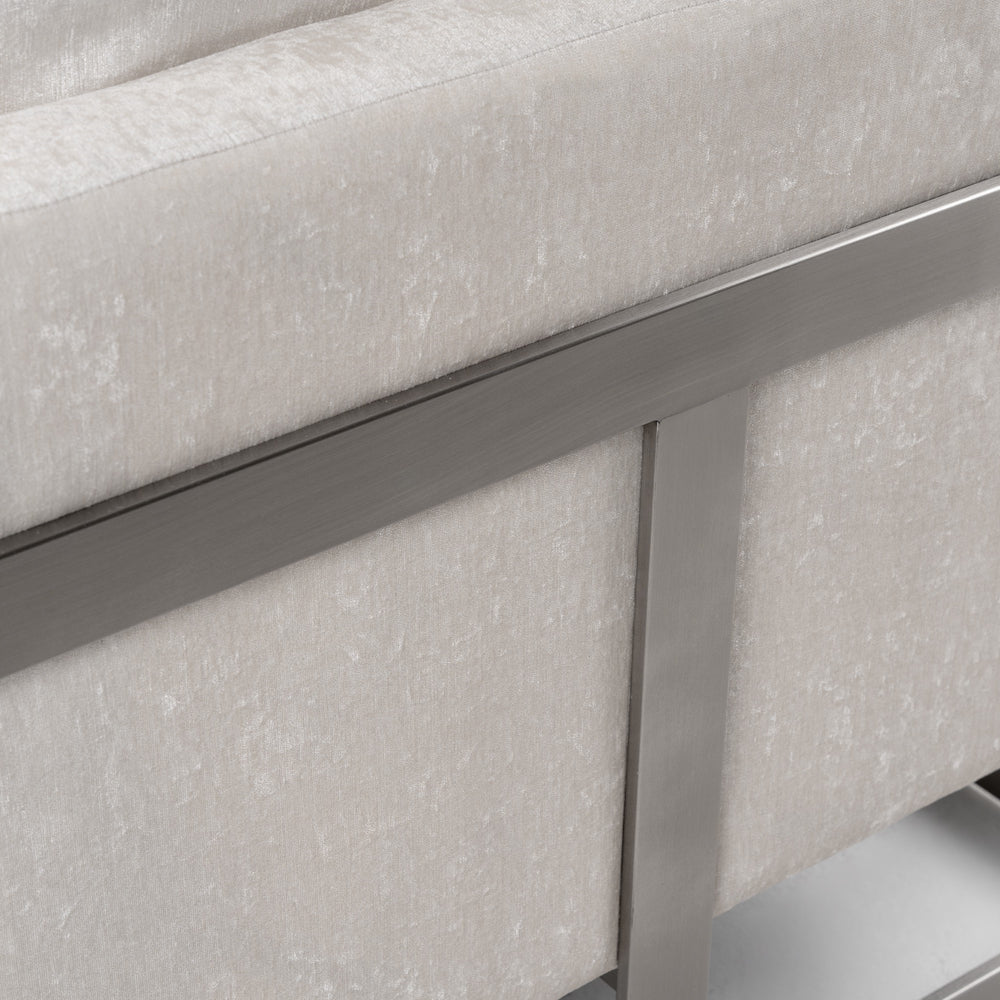 Prince - Contemporary Off White Fabric + Silver Accent Chair - View 6