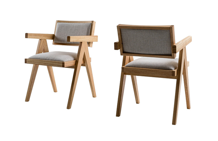 Fern  Modern Natural and Beige Dining Chair Set of 2