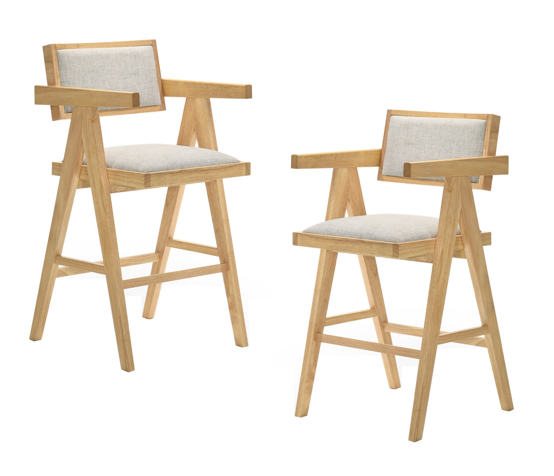 Fern - Modern Natural and Beige Counter Stool Set of 2