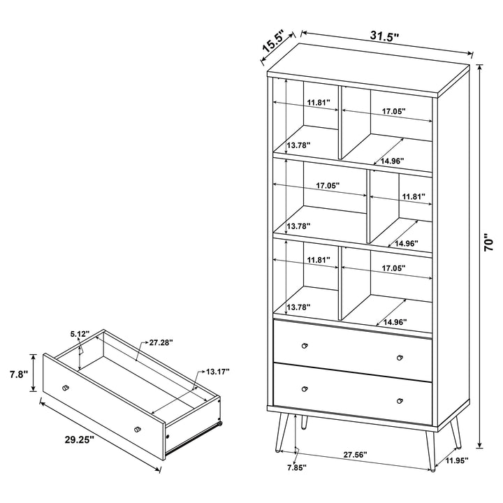 Maeve - 3-Shelf Bookcase With Drawers - Distressed Pine