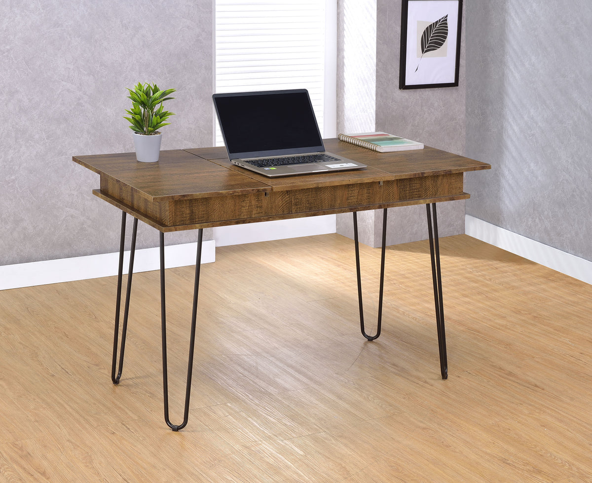 Sheeran - Writing Desk With Storage - Rustic Amber