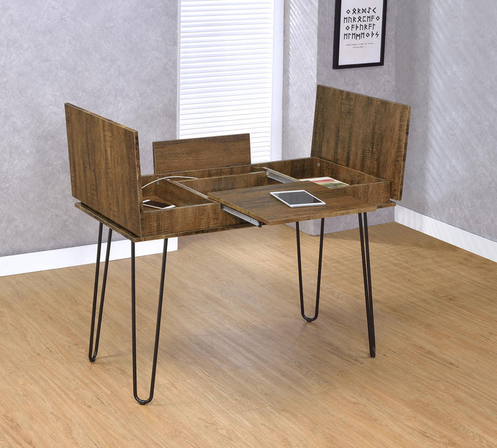 Coaster Furniture 802011 Sheeran 47-inch Writing Desk with Storage Rustic Amber