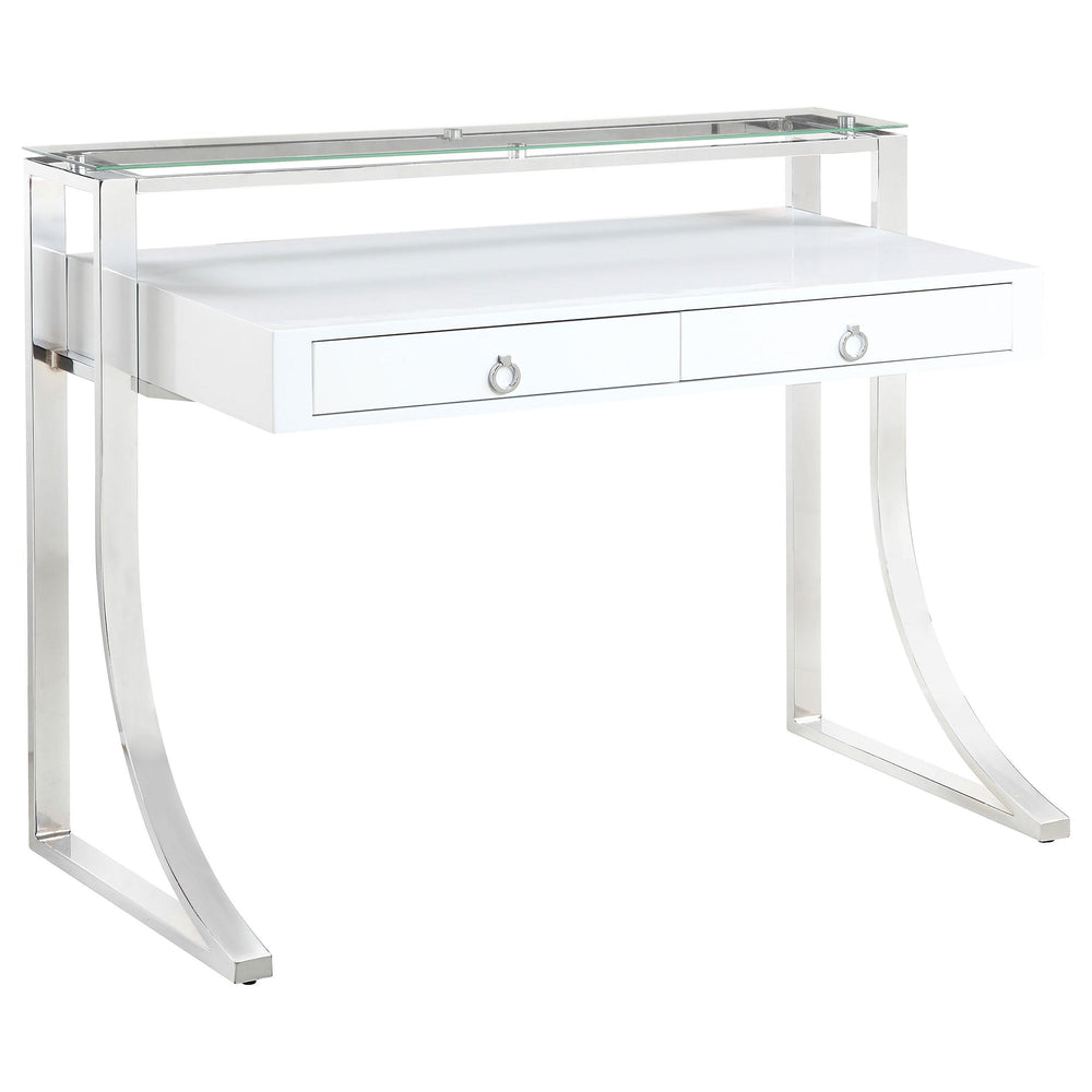 Coaster Furniture 802141 Gemma 48-inch 2-drawer Writing Desk White High Gloss