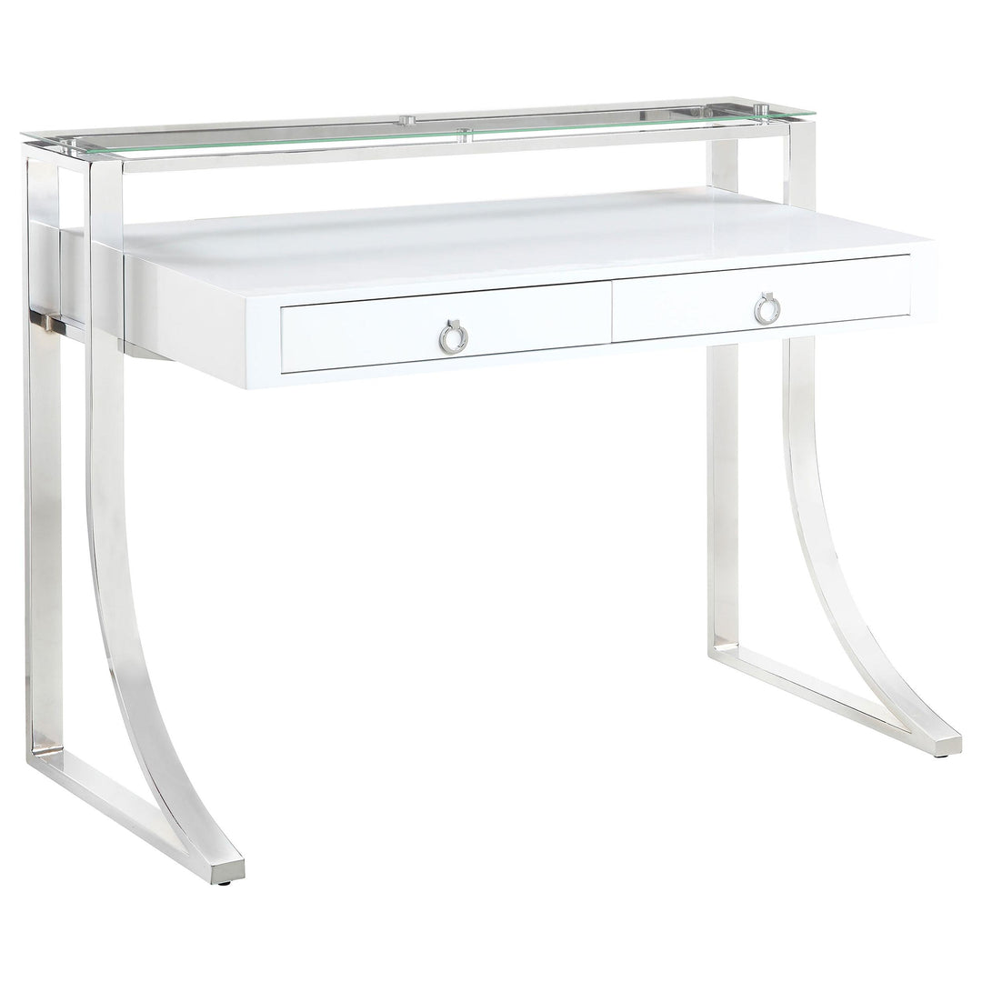 Coaster Furniture 802141 Gemma 48-inch 2-drawer Writing Desk White High Gloss