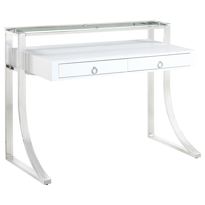Coaster Furniture 802141 Gemma 48-inch 2-drawer Writing Desk White High Gloss