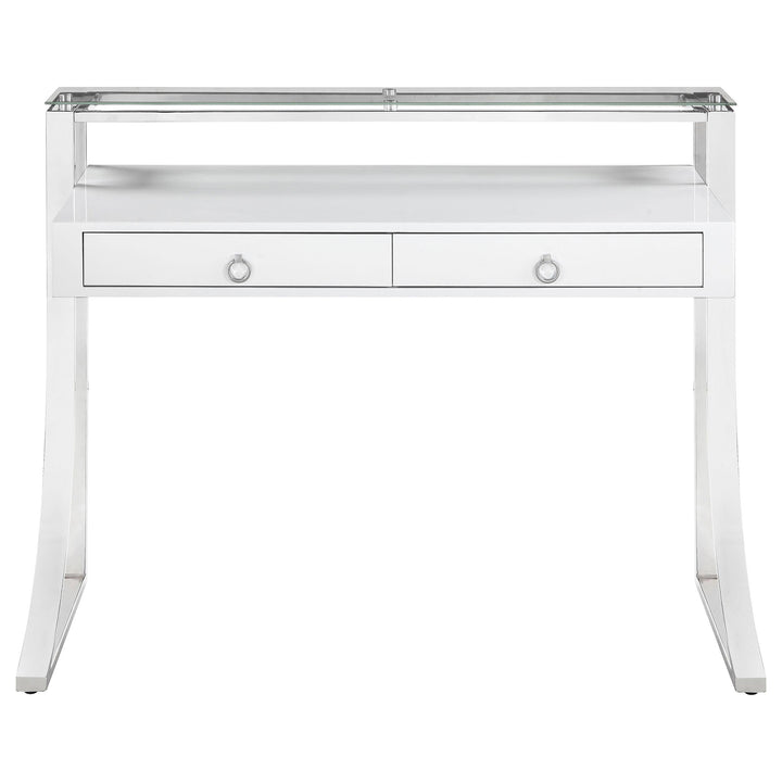Coaster Furniture 802141 Gemma 48-inch 2-drawer Writing Desk White High Gloss