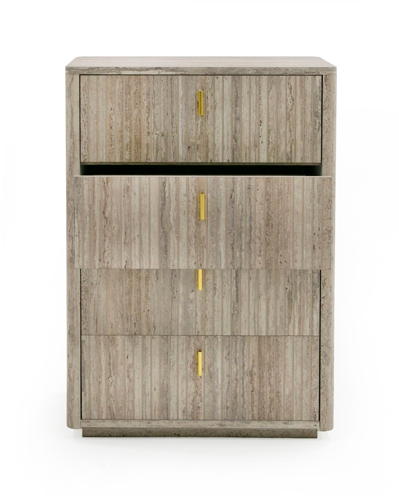 Roma - Modern Faux Travertine  Gold Chest