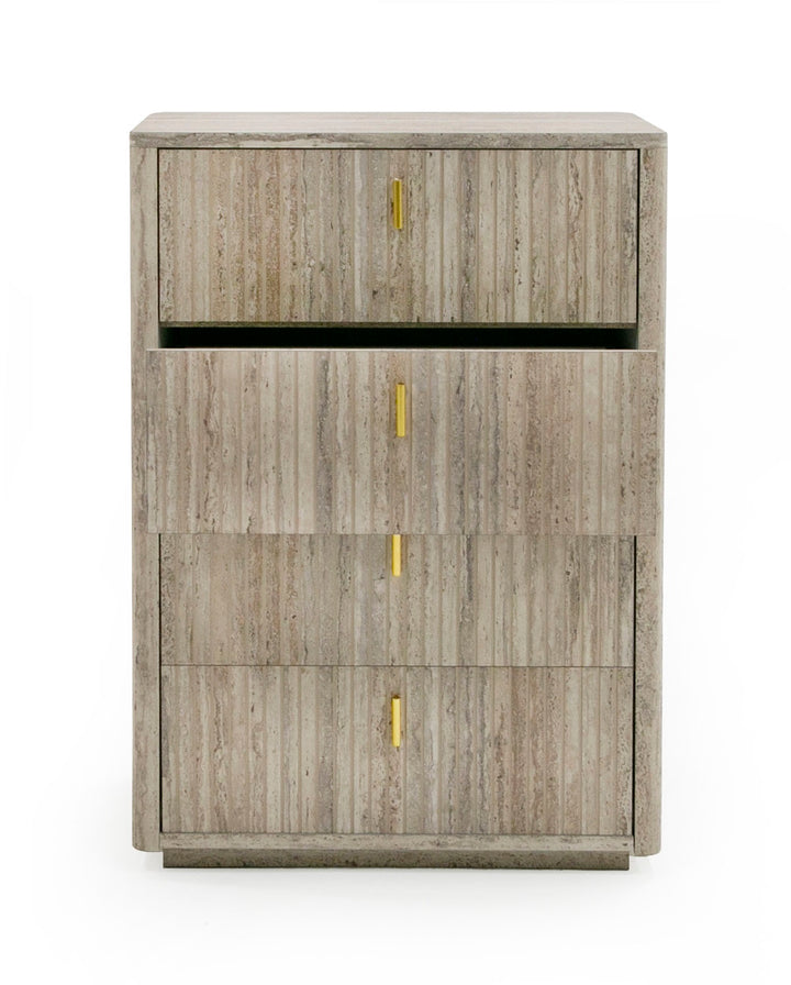 Roma - Modern Faux Travertine  Gold Chest