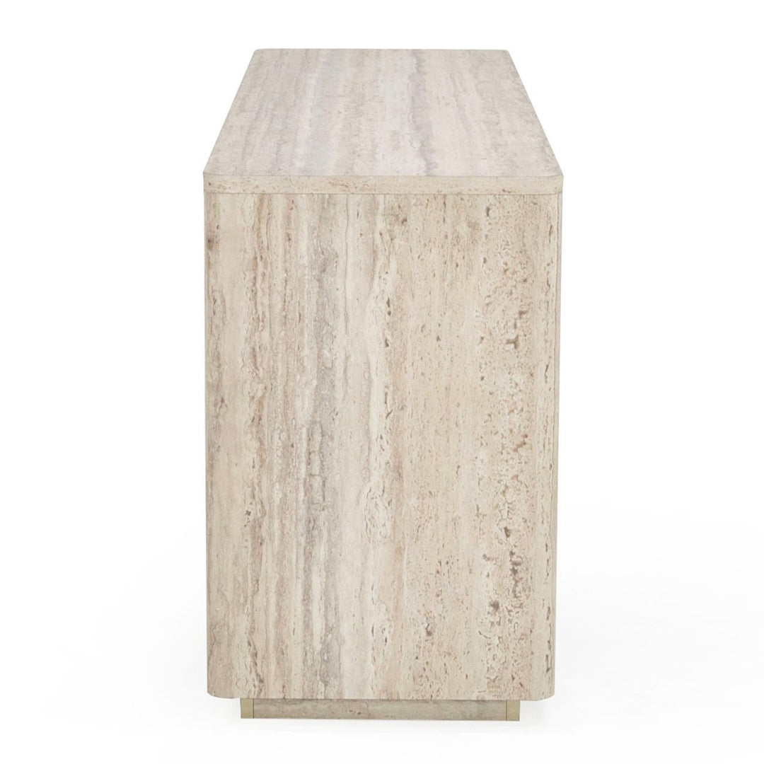 Roma - Modern Faux Travertine + Gold Dresser