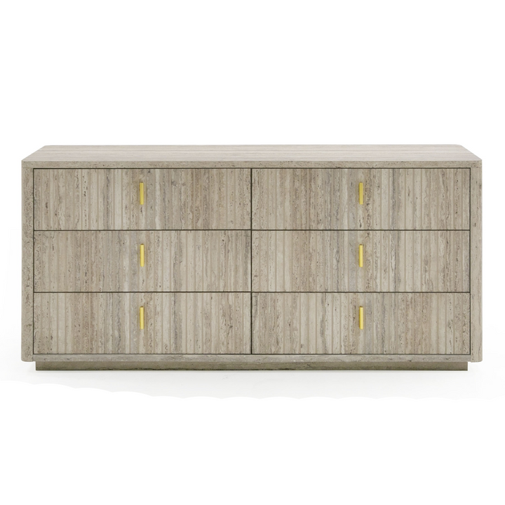 Roma - Modern Faux Travertine + Gold Dresser
