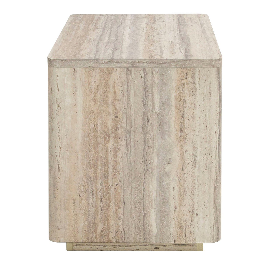Roma  Modern Faux Travertine + Gold Nightstand